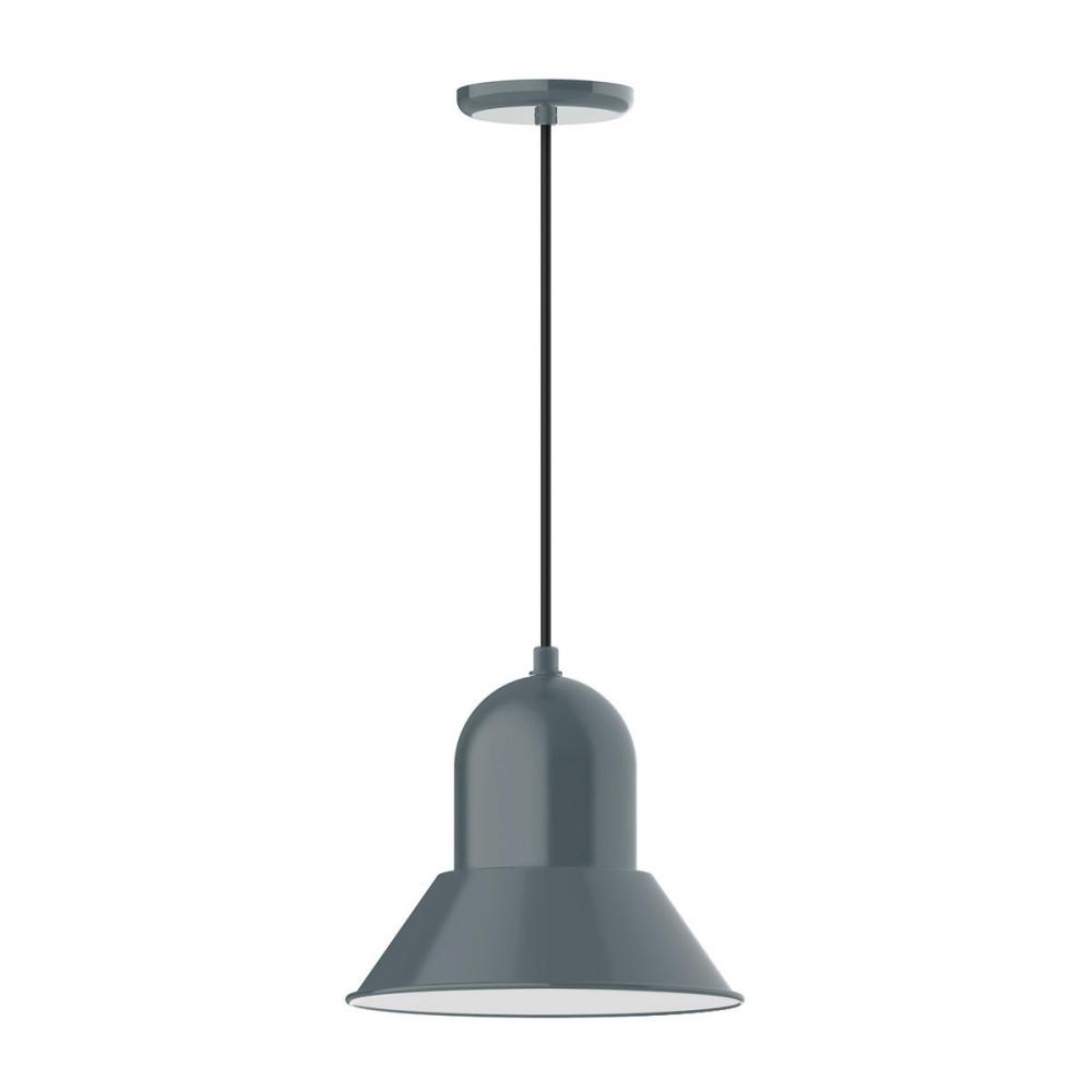 12&#34; Prima shade, pendant with neutral argyle fabric cord and canopy, Slate Gray