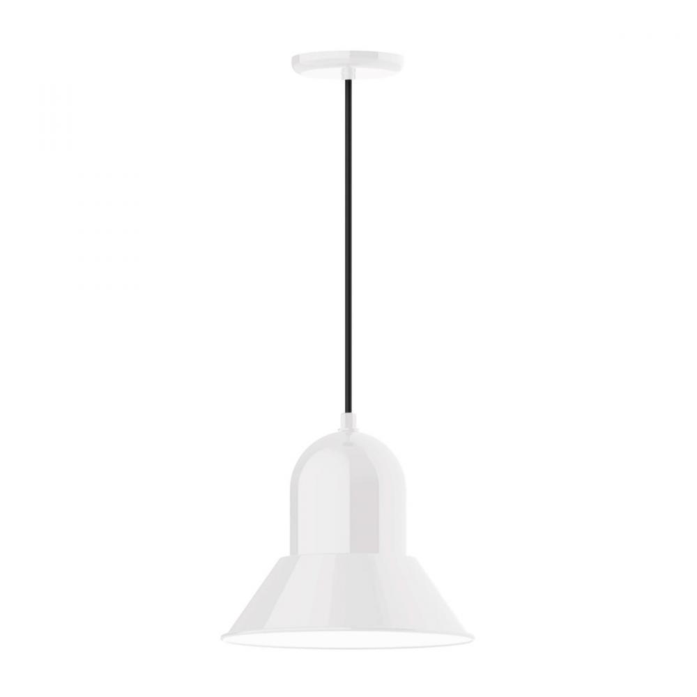 12&#34; Prima shade, pendant with polished copper fabric cord and canopy, White