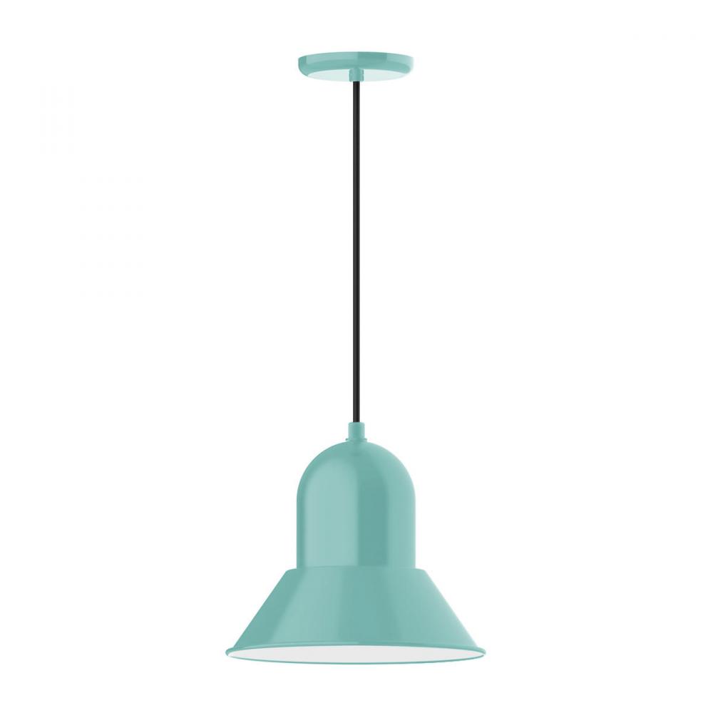 12&#34; Prima shade, pendant with polished copper fabric cord and canopy, Sea Green