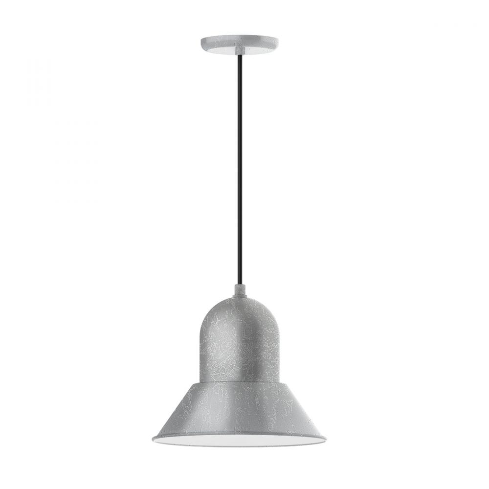 12&#34; Prima shade, pendant with neutral argyle fabric cord and canopy, Painted Galvanized