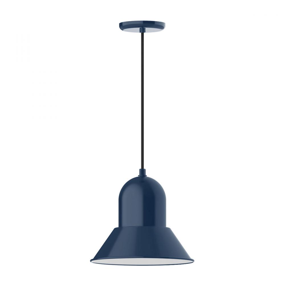 12&#34; Prima shade, pendant with polished copper fabric cord and canopy, Navy