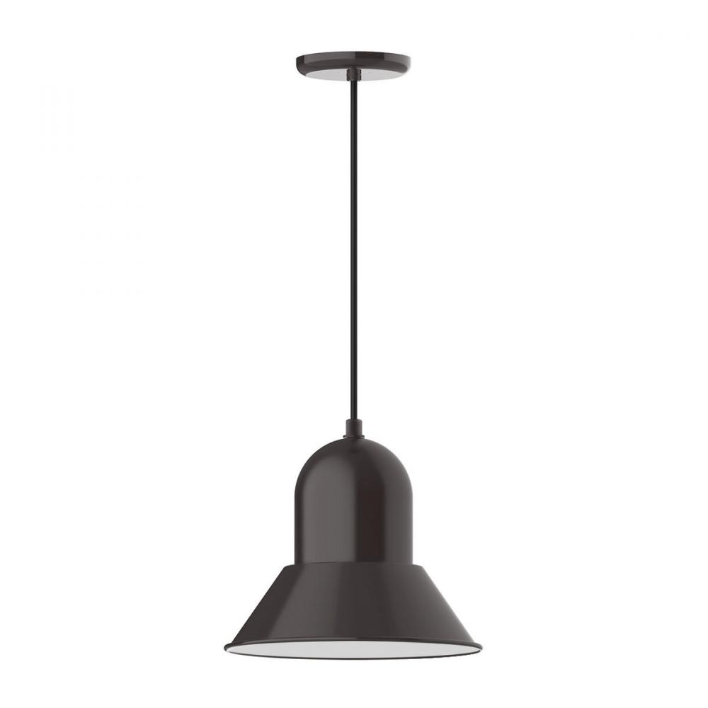 12&#34; Prima shade, pendant with neutral argyle fabric cord and canopy, Architectural Bronze