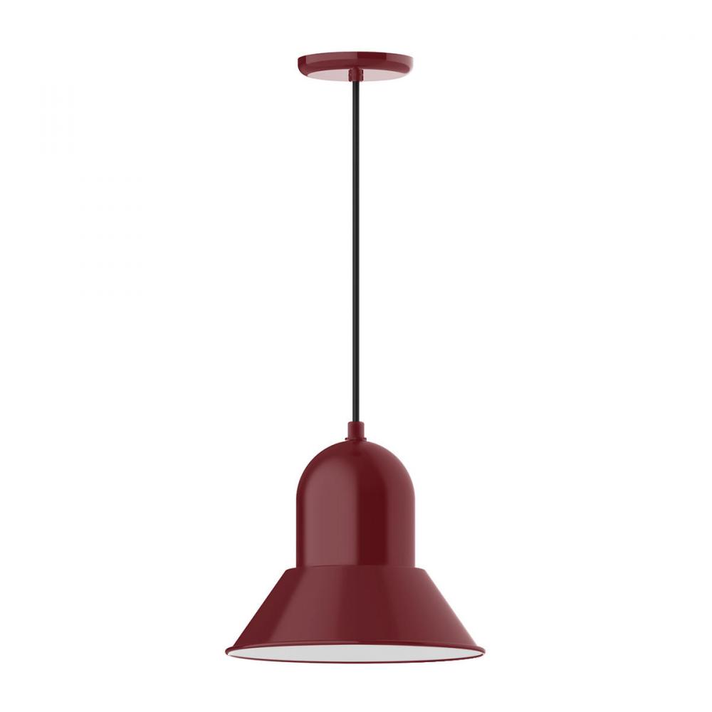 12&#34; Prima shade, pendant with polished copper fabric cord and canopy, Barn Red
