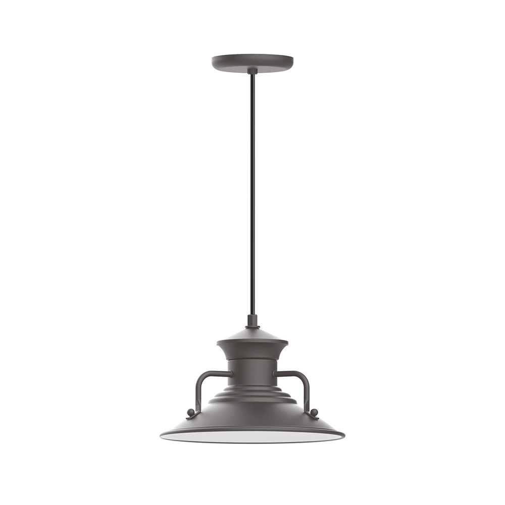 12&#34; Homestead shade, pendant with white cord and canopy, Bronze Matte