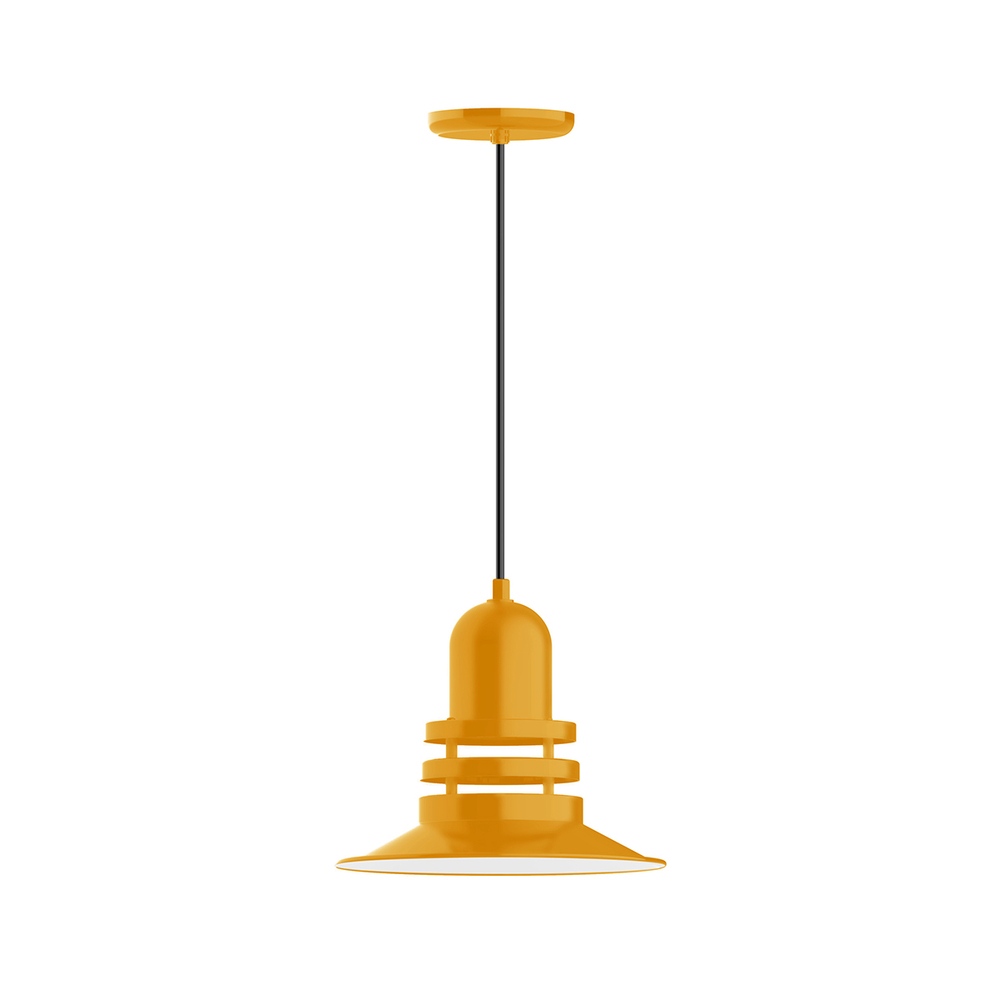 12&#34; Atomic shade, pendant with white cord and canopy, Bright Yellow