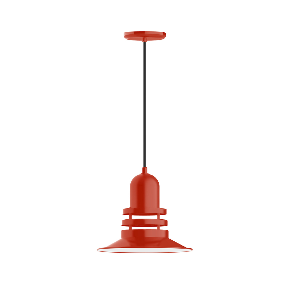 12&#34; Atomic shade, pendant with black cord and canopy, Vermillion