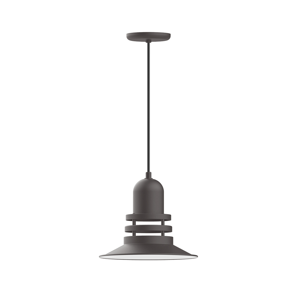 12&#34; Atomic shade, pendant with white cord and canopy, Bronze Matte