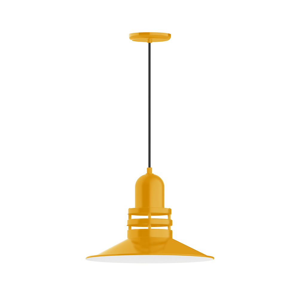 16&#34; Atomic shade, pendant with white cord and canopy, Bright Yellow