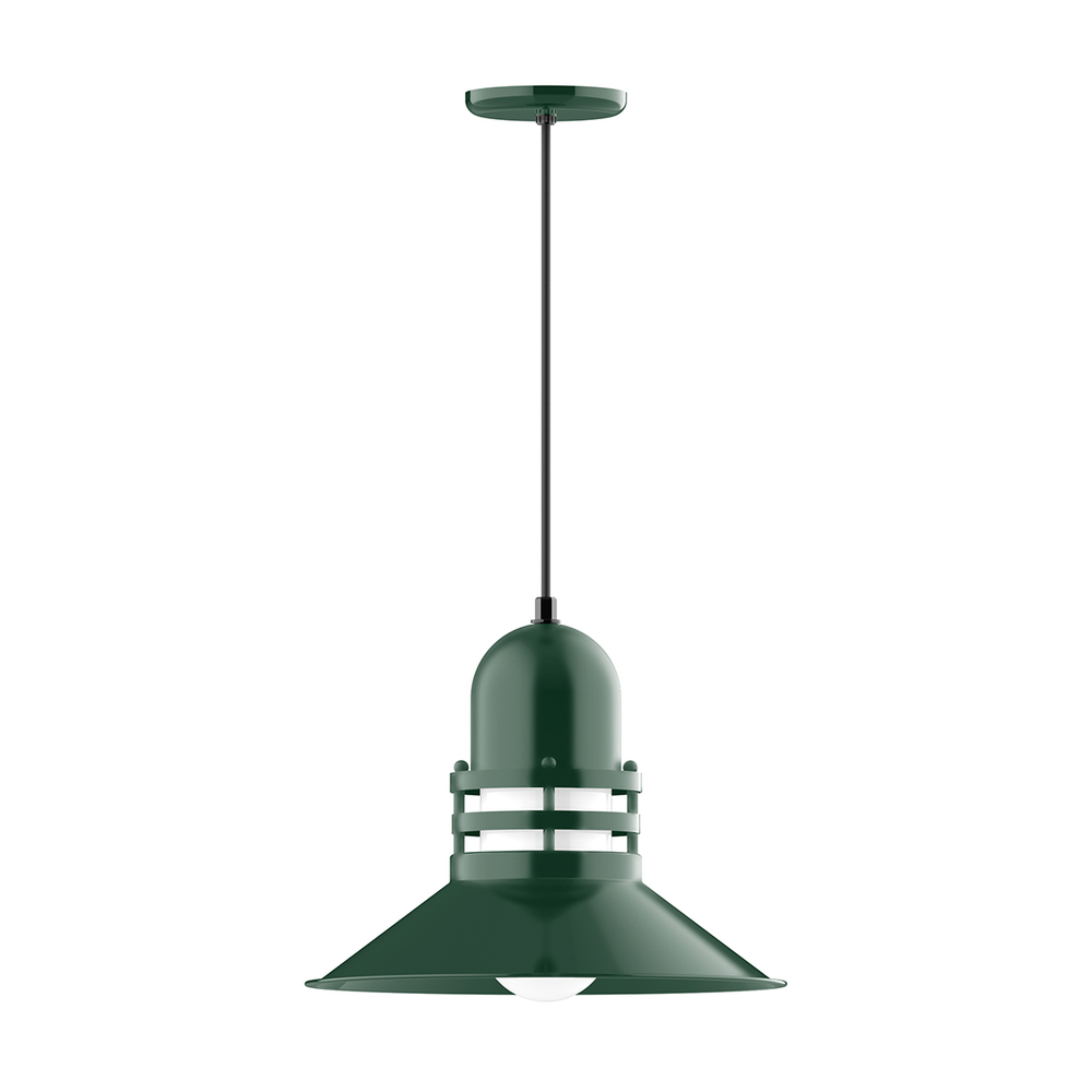 16&#34; Atomic shade, pendant with Gray and Yellow Dot Fabric Cord and canopy, Forest Green