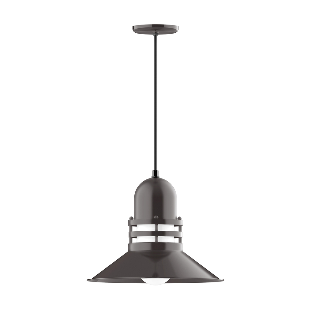 16&#34; Atomic shade, pendant with Gray and Yellow Dot Fabric Cord and canopy, Architectural Bronze