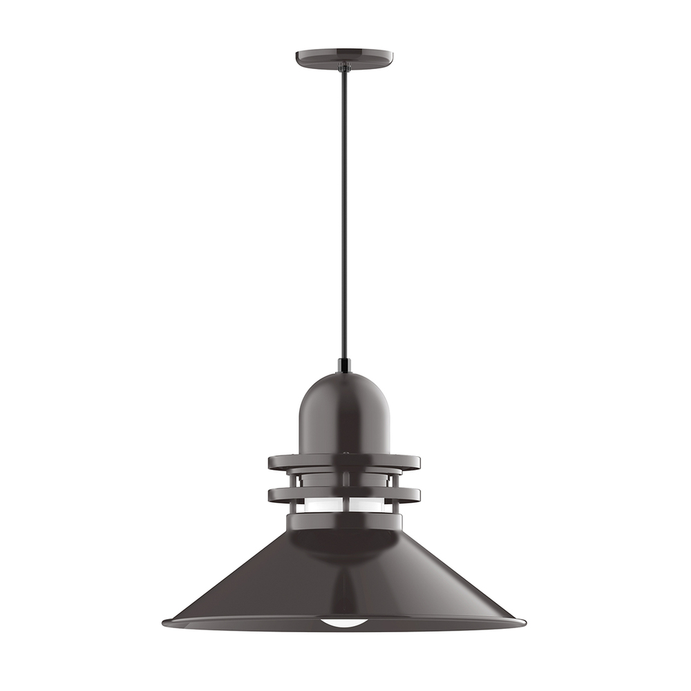 20&#34; Atomic shade, pendant with white cord and canopy, Frosted Glass, Architectural Bronze