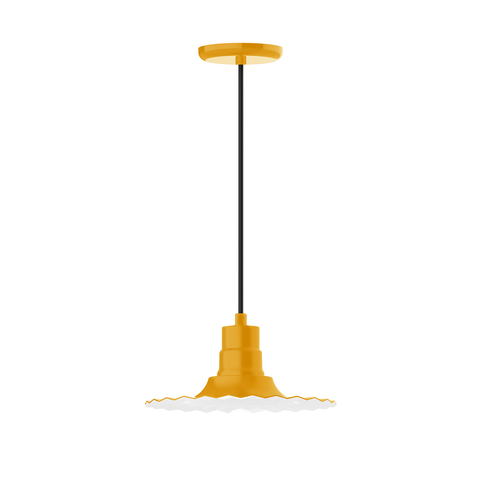 12&#34; Radial shade, pendant with black cord and canopy, Bright Yellow