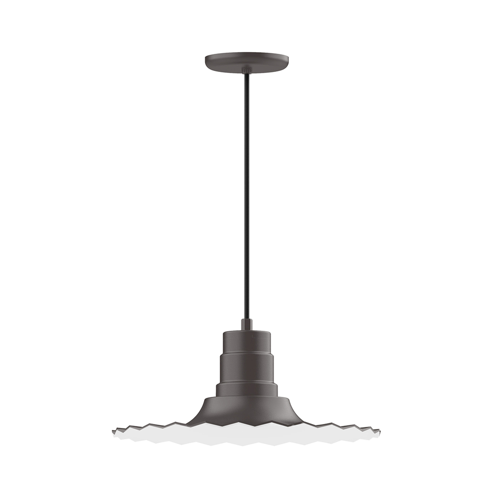 16&#34; Radial shade, pendant with white cord and canopy, Bronze Matte