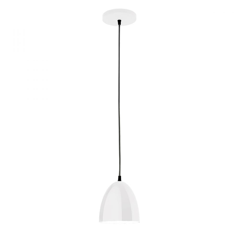 6&#34; Jill shade, black cord with canopy, White