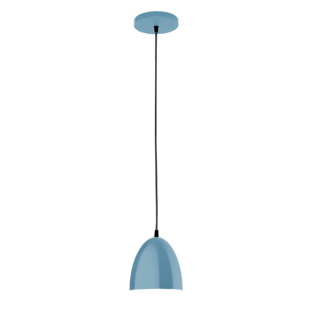 6&#34; Jill shade, black cord with canopy, Light Blue