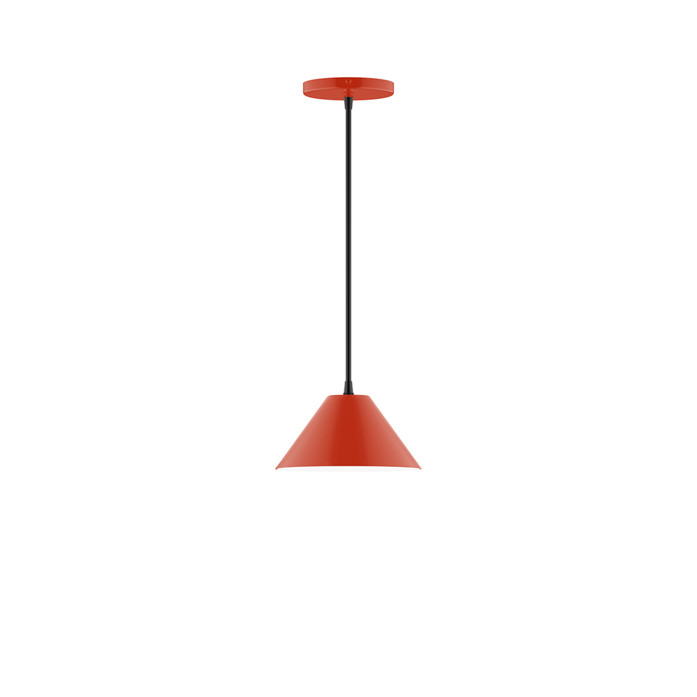 8&#34; Pinnacle Pendant, white cord with canopy, Vermillion