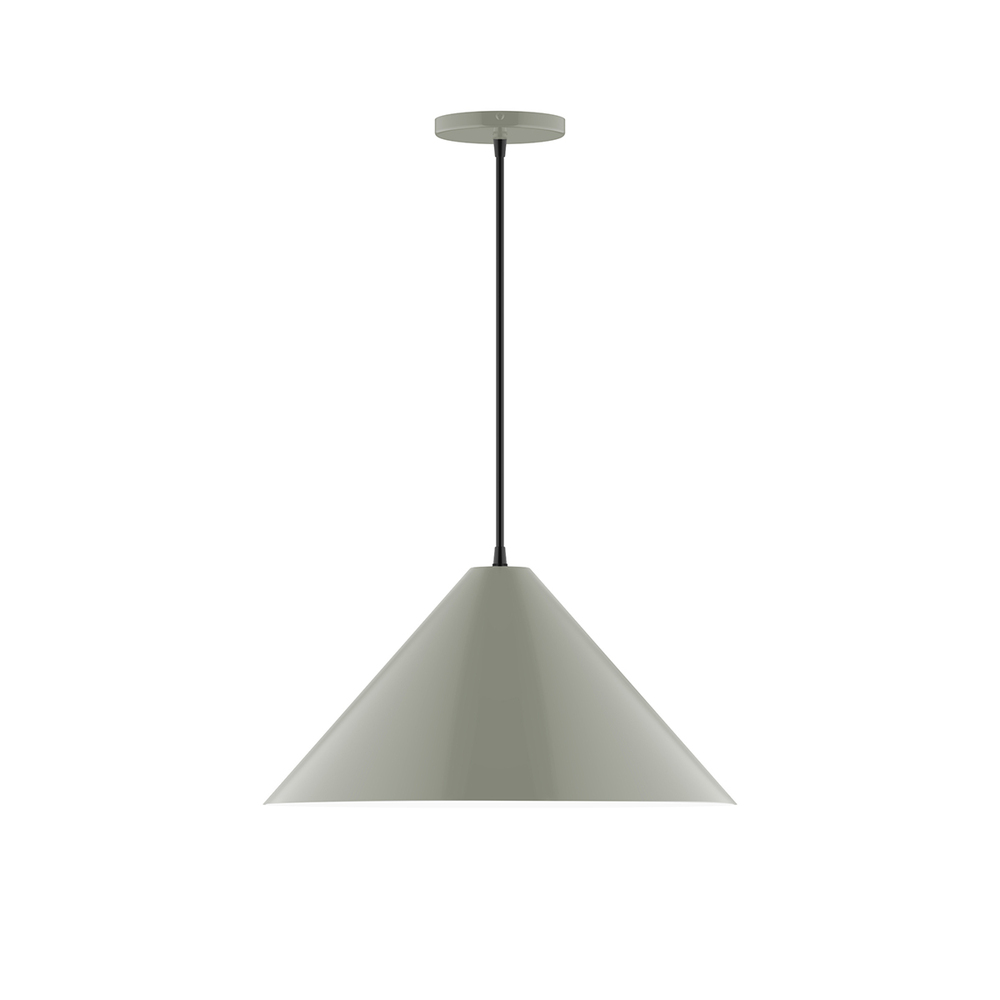 18&#34; Pinnacle Pendant, white cord with canopy, Moss Green