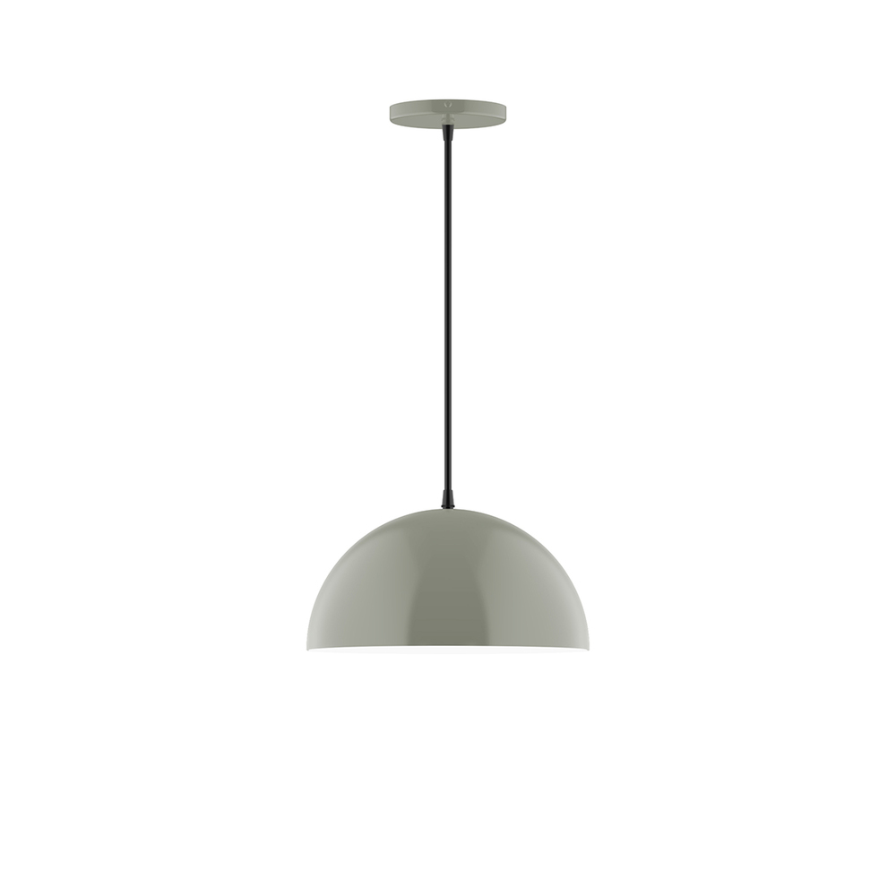 12&#34; Arcade Pendant, white cord with canopy, Moss Green