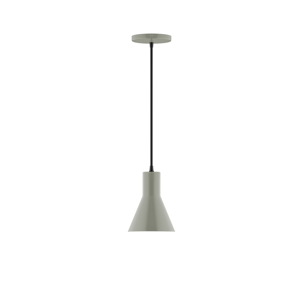 6&#34; Flare Pendant, white cord with canopy, Moss Green
