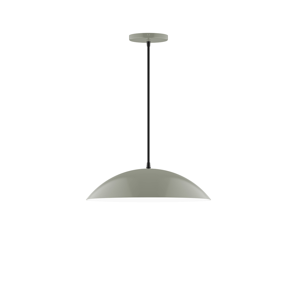 16&#34; Plateau Pendant, white cord with canopy, Moss Green