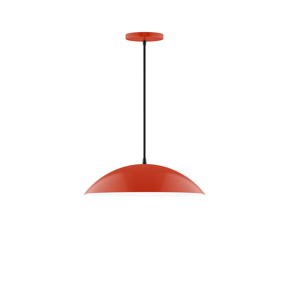 16&#34; Plateau Pendant, white cord with canopy, Vermillion