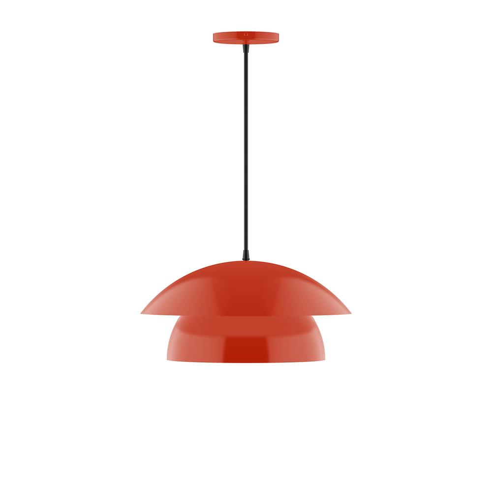 16&#34; Nest Pendant, white cord with canopy, Vermillion