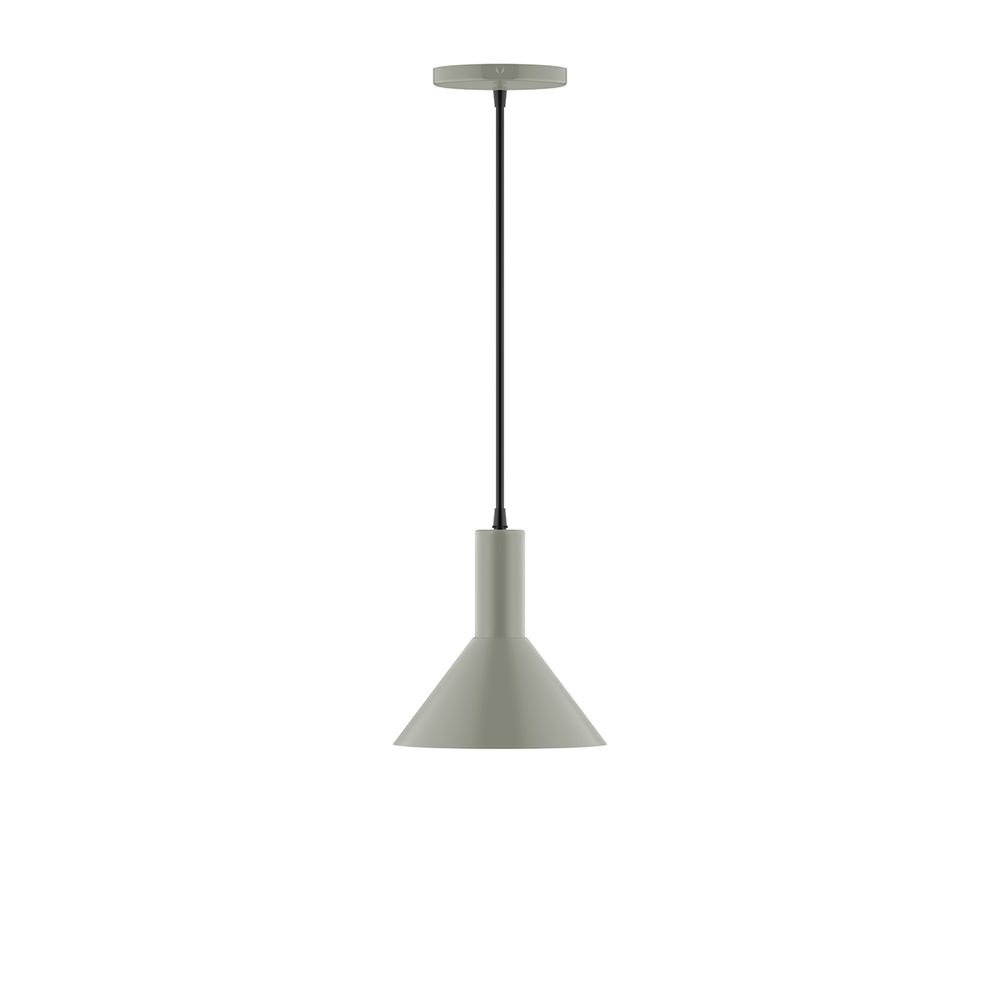 8&#34; Chase Pendant, white cord with canopy, Moss Green