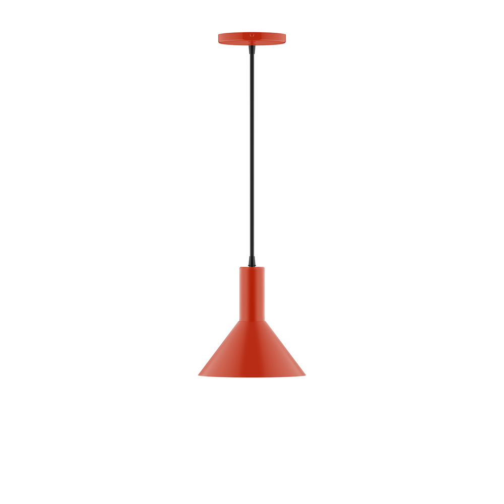 8&#34; Chase Pendant, white cord with canopy, Vermillion