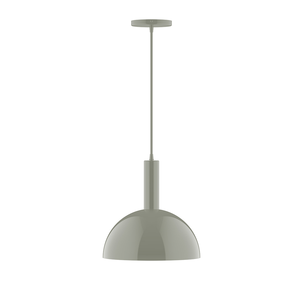 12&#34; Ray Pendant, white cord with canopy, Moss Green