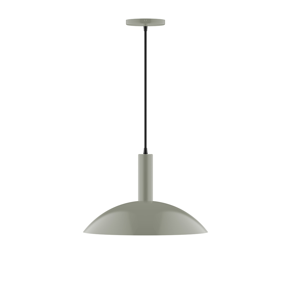 16&#34; Glow Pendant, white cord with canopy, Moss Green