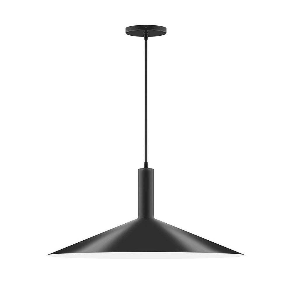 24&#34; Zing Pendant, white cord with canopy, Black