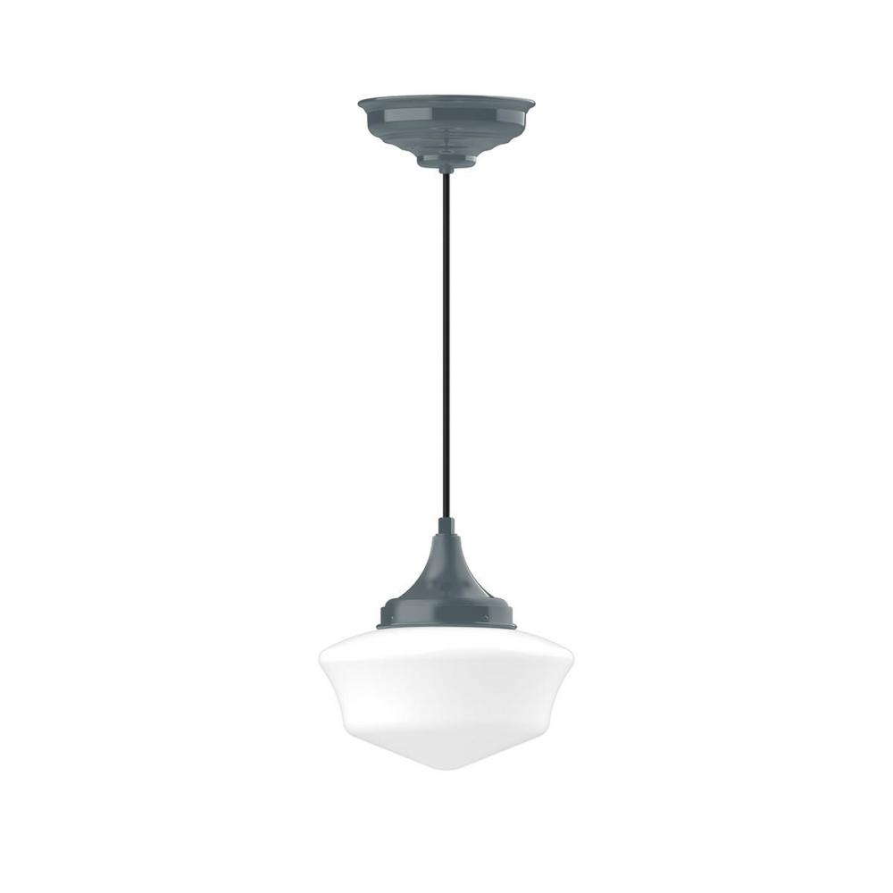 12&#34; Schoolhouse glass, white cord with canopy, Slate Gray