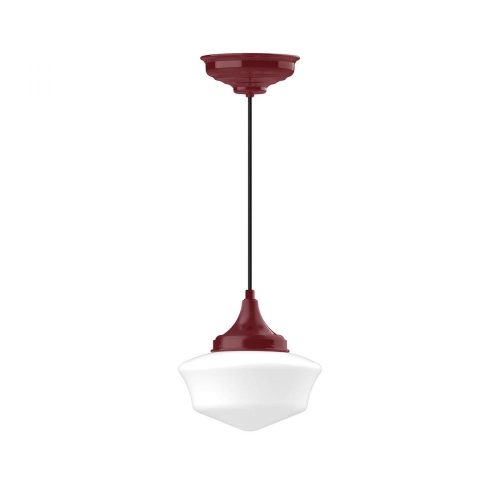 12&#34; Schoolhouse glass, white cord with canopy, Barn Red