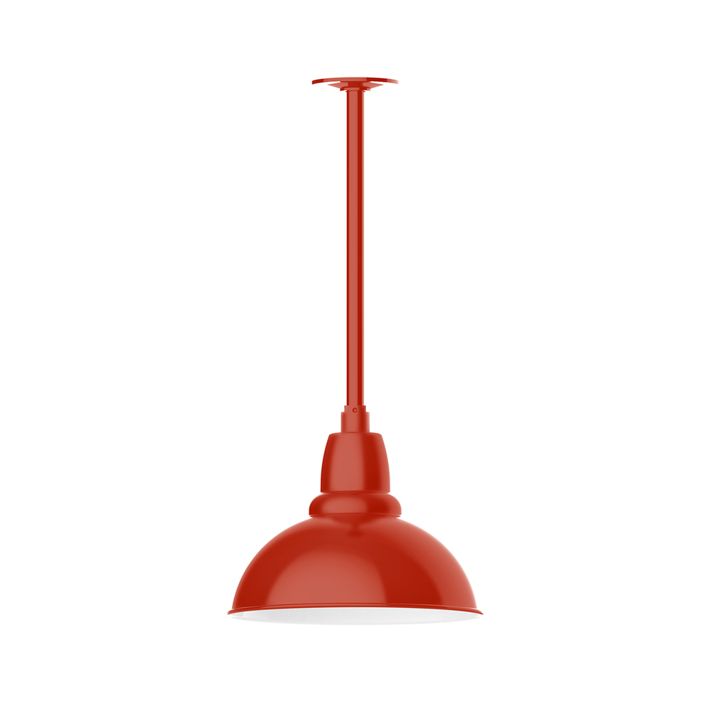 12&#34; Cafe shade, stem mount pendant with canopy, Vermillion