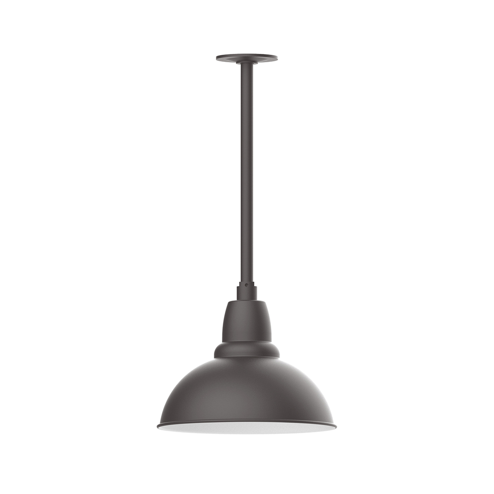 12&#34; Cafe shade, stem mount pendant with canopy, Bronze Matte