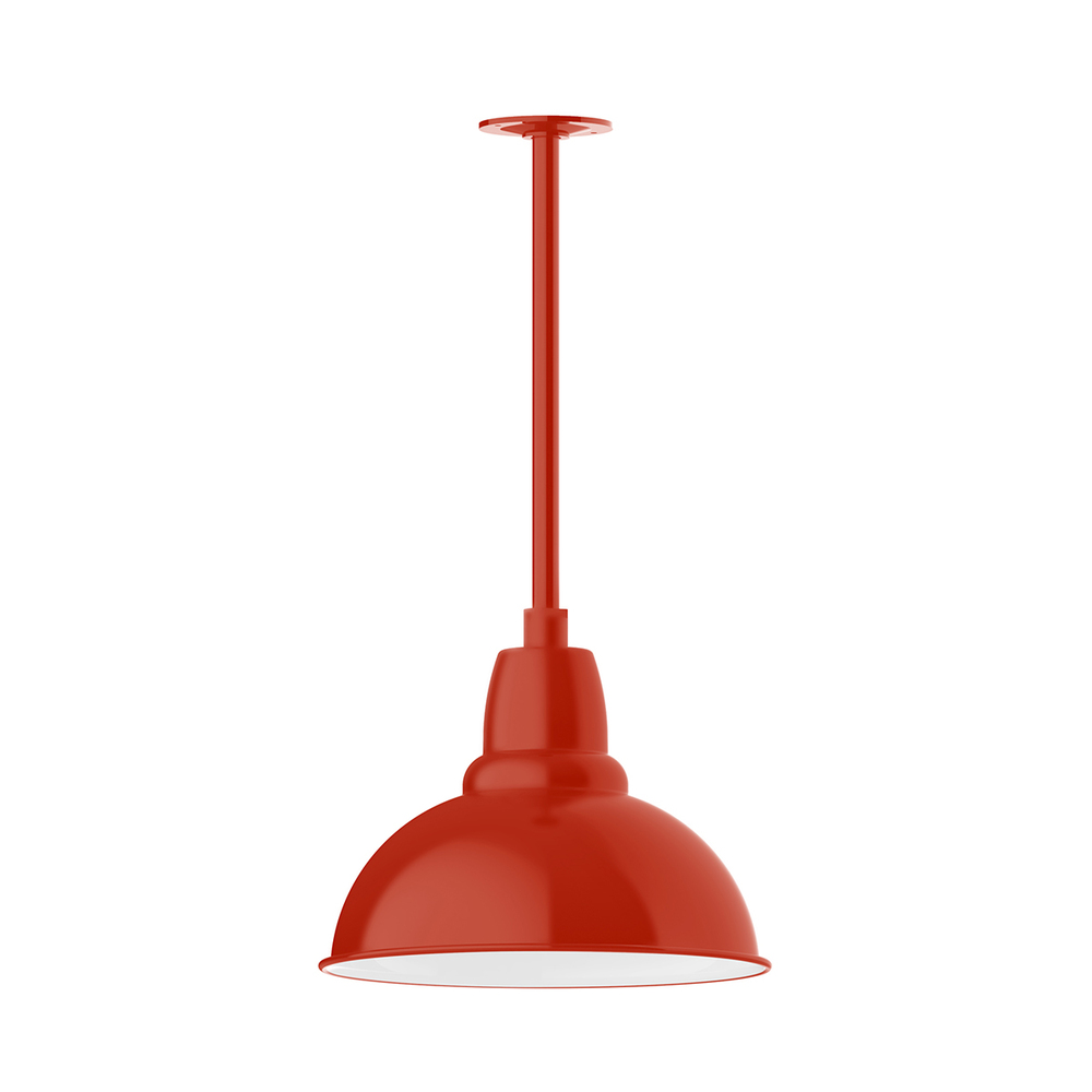 14&#34; Cafe shade, stem mount pendant with canopy, Vermillion