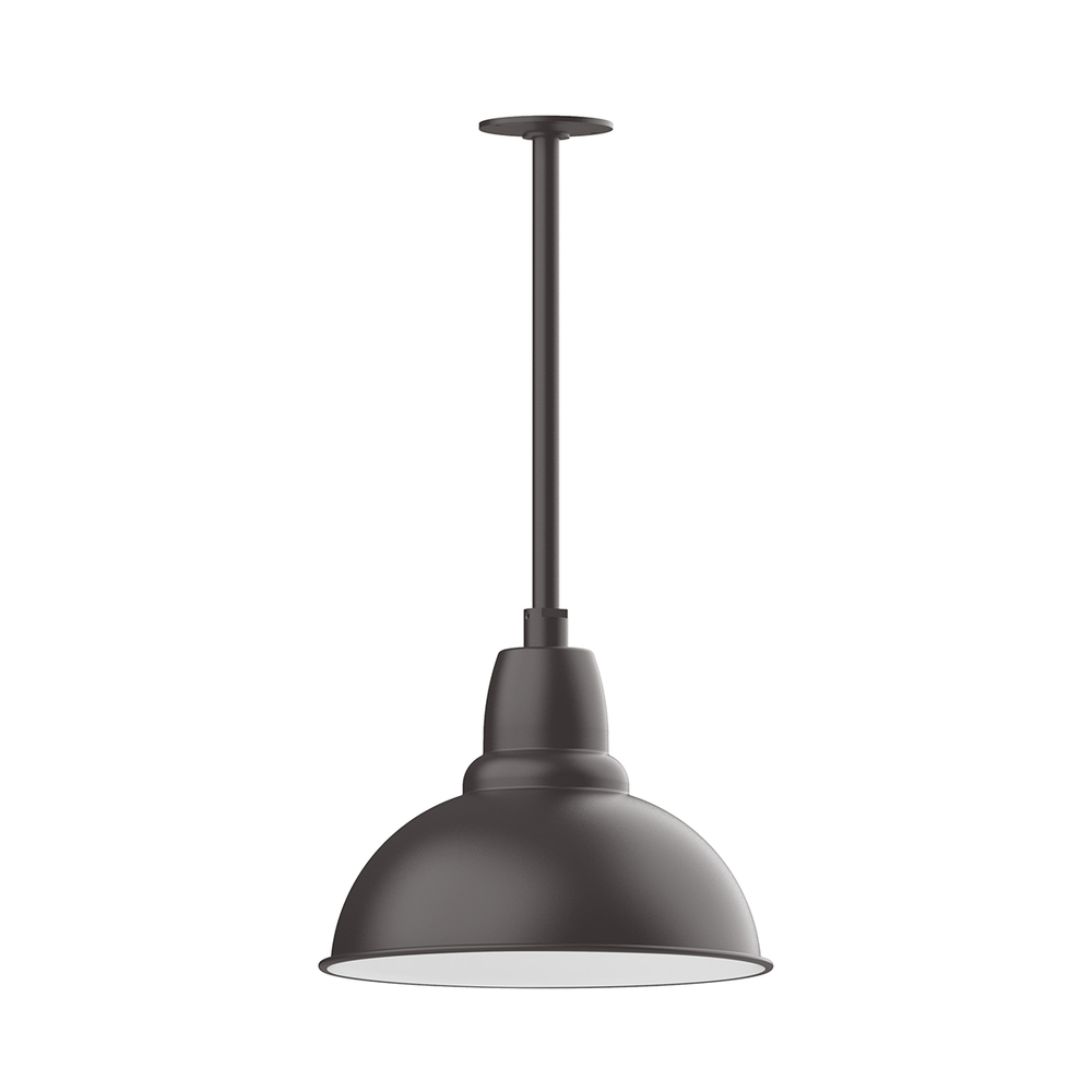14&#34; Cafe shade, stem mount pendant with canopy, Bronze Matte