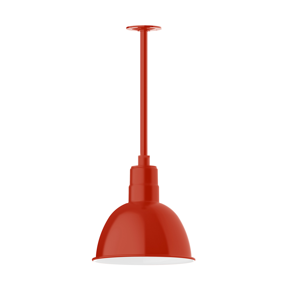 12&#34; Deep Bowl shade, stem mount pendant with canopy, Vermillion