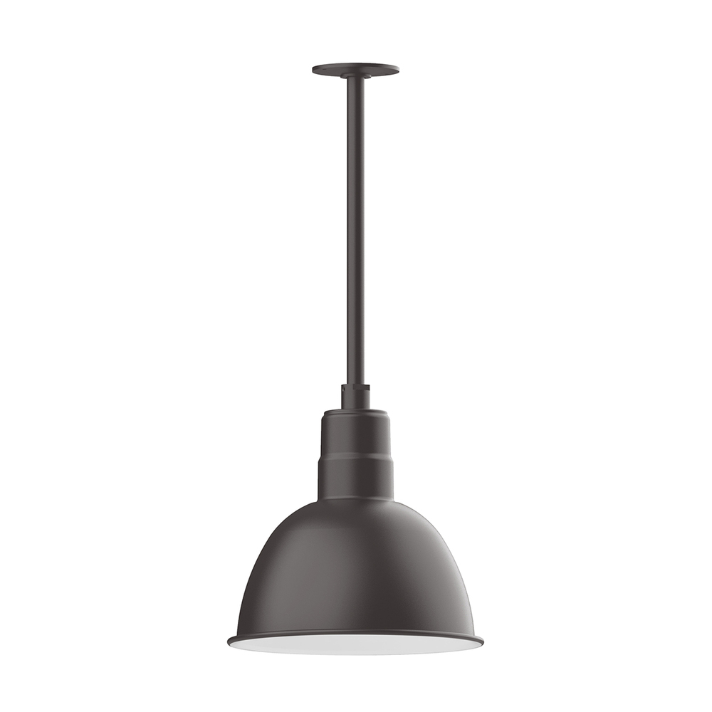 12&#34; Deep Bowl shade, stem mount pendant with canopy, Bronze Matte