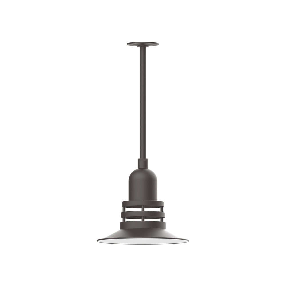 12&#34; Atomic shade, stem mount pendant with canopy, Bronze Matte
