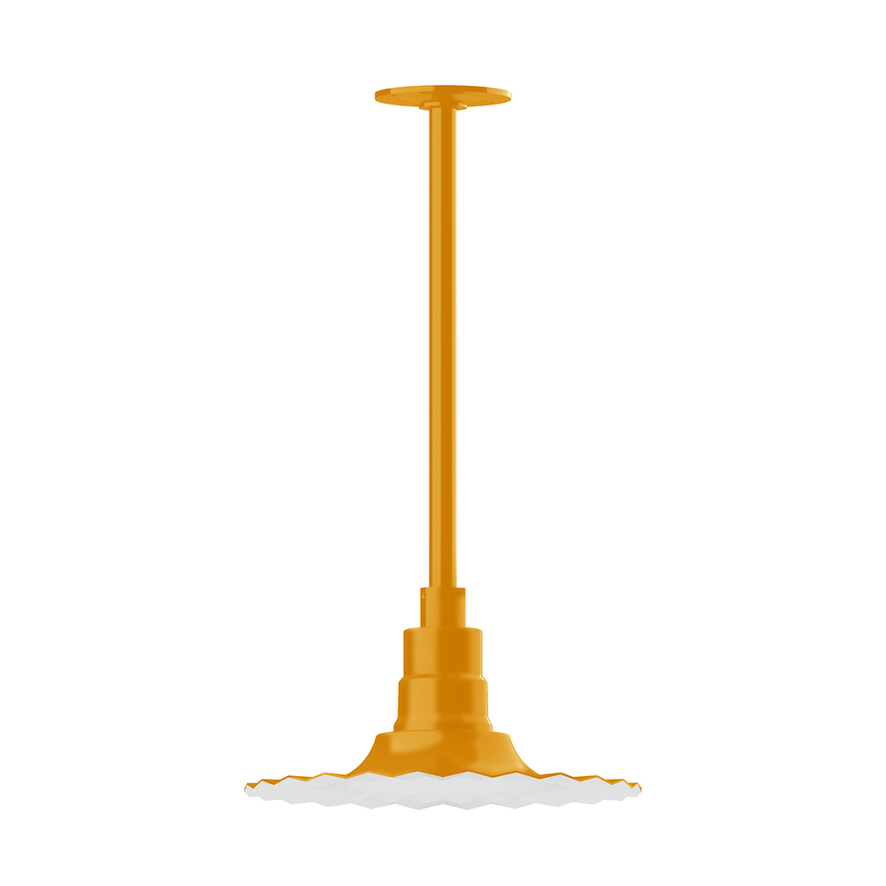 12&#34; Radial shade, stem mount pendant with canopy, Bright Yellow