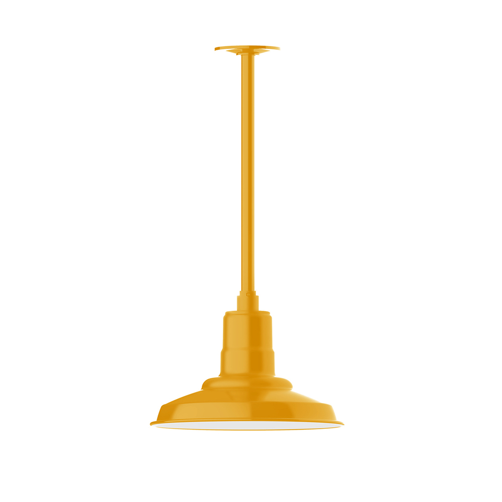 12&#34; Warehouse shade, stem mount pendant with canopy, Bright Yellow