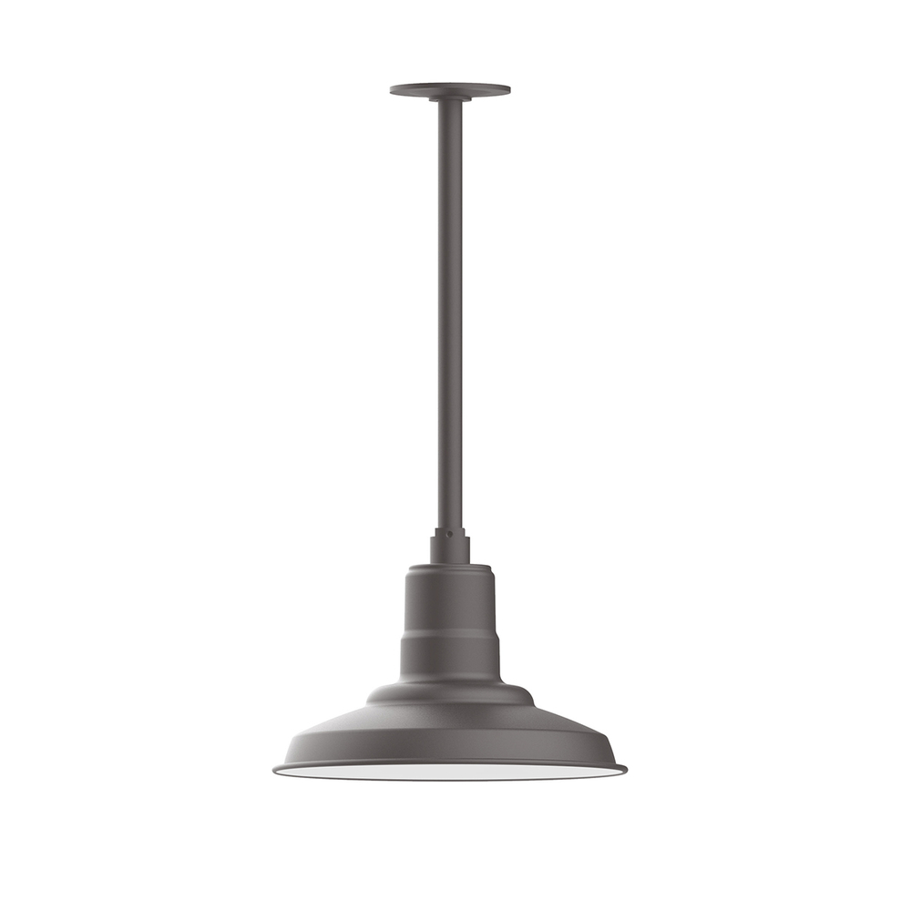 12&#34; Warehouse shade, stem mount pendant with canopy, Bronze Matte