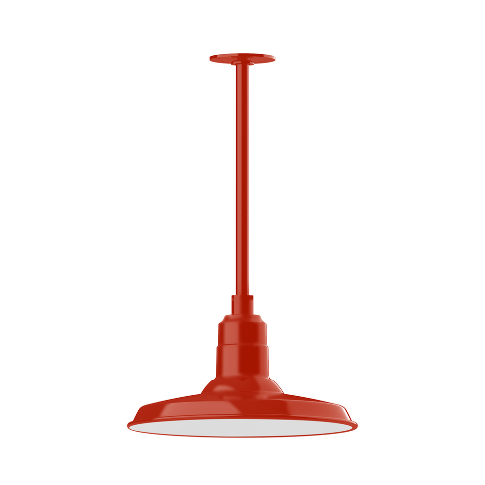 14&#34; Warehouse shade, stem mount pendant with canopy, Vermillion