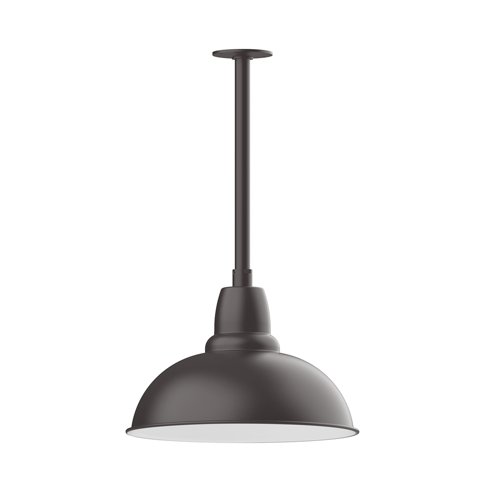 16&#34; Cafe shade, stem mount pendant with canopy, Bronze Matte