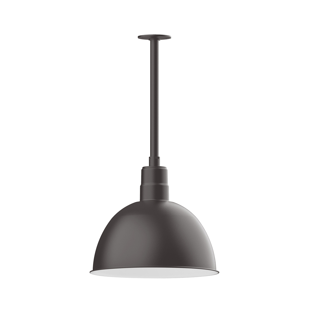 16&#34; Deep Bowl shade, stem mount pendant with canopy, Bronze Matte