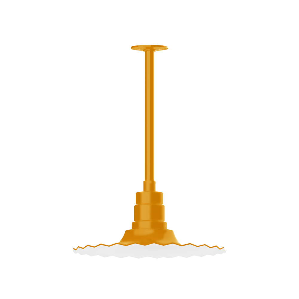 16&#34; Radial shade, stem mount pendant with canopy, Bright Yellow