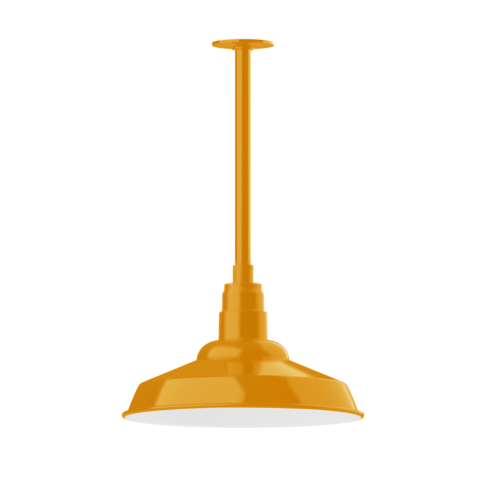 16&#34; Warehouse shade, stem mount pendant with canopy, Bright Yellow