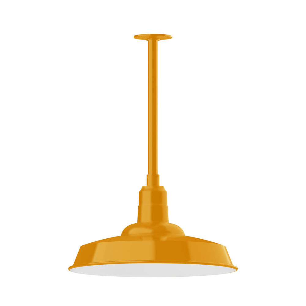 18&#34; Warehouse shade, stem mount pendant with canopy, Bright Yellow