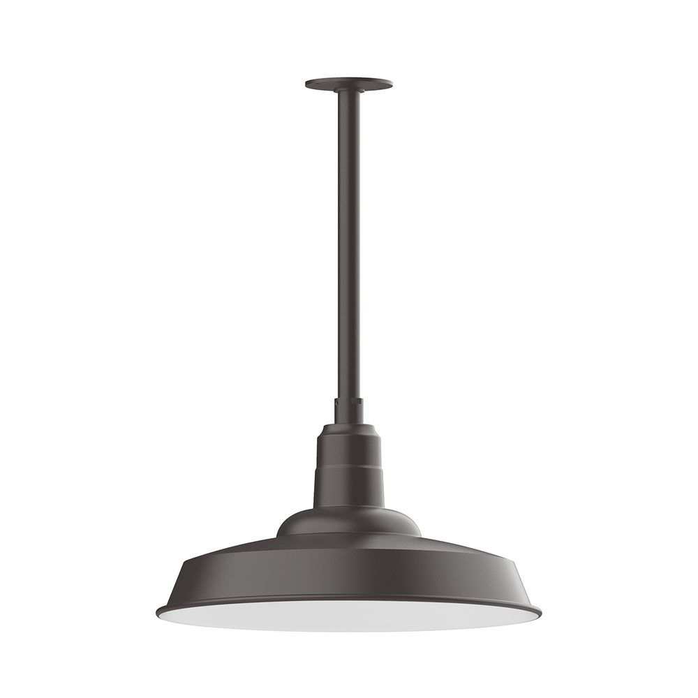 18&#34; Warehouse shade, stem mount pendant with canopy, Bronze Matte